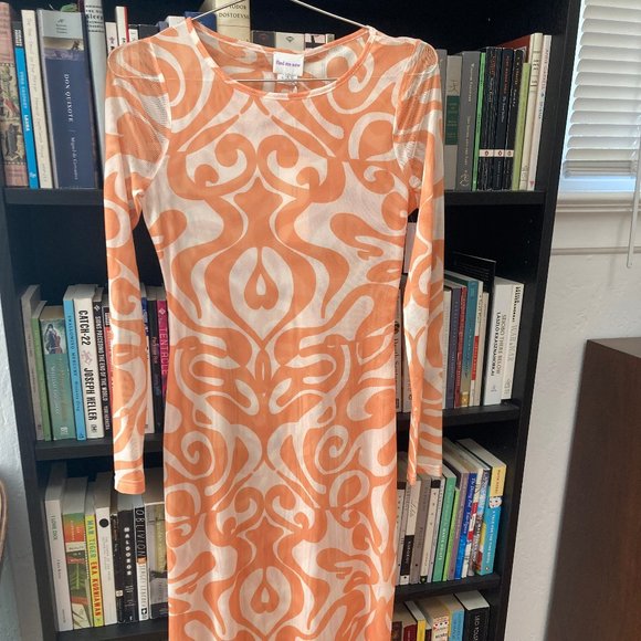 NWT Find Me Now Dream On orange and white mesh dress - Picture 3 of 4